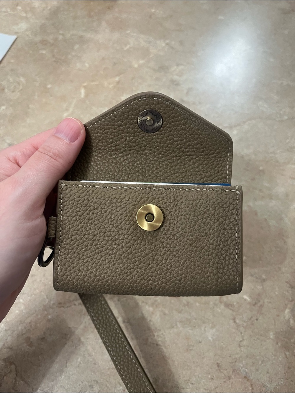 Women's Taupe Leather Key & Card Holder Wristlet - Picture 4 of 16